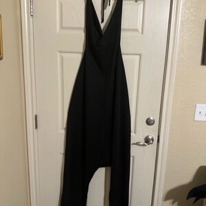 EARTHBOUND Black Cowl-Neck Halter Jumpsuit